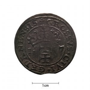 0174 Zbiory numizmatyczne St. Kadyiego; Stefan Batory (1577); grosz gdański – rewers