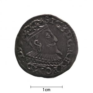 0280 Zbiory numizmatyczne St. Kadyiego; Zygmunt III Waza (1595); trojak koronny (2) – awers