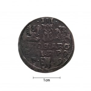 0318 Zbiory numizmatyczne St. Kadyiego; Zygmunt III Waza (1599); trojak koronny (2) – rewers