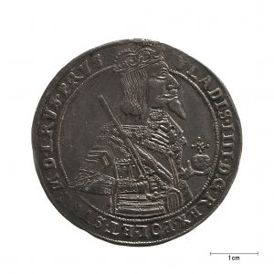 0469 Zbiory numizmatyczne St. Kadyiego; Władysław IV  Waza (1638); talar toruński – awers