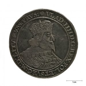 0471 Zbiory numizmatyczne St. Kadyiego; Władysław IV Waza (1639); talar gdański – awers