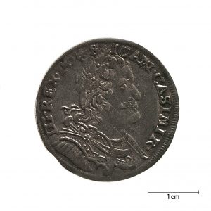 0521 Zbiory numizmatyczne St. Kadyiego; Jan Kazimierz (1653); ort koronny– awers