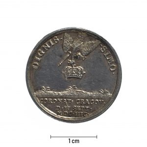 0610 Zbiory numizmatyczne St. Kadyiego; August II Mocny (1697); medal koronacyjny - rewers