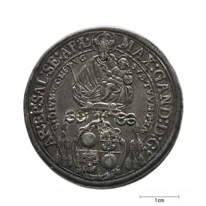 0931 Zbiory numizmatyczne St. Kadyiego; Talar arcybiskupi Salzburg (1675); rewers
