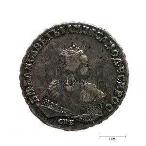 0939 Zbiory numizmatyczne St. Kadyiego; Elżbieta I, Rosja (1749); rubel - awers