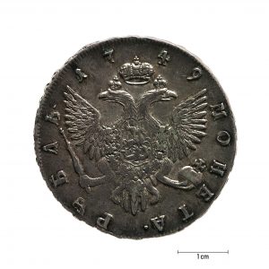 0939 Zbiory numizmatyczne St. Kadyiego; Elżbieta I, Rosja (1749); rubel - rewers