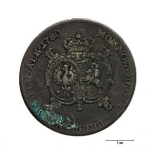 1001 Zbiory numizmatyczne St. Kadyiego; Jan Ernest Biron, Księstwo Kurlandzkie (1780); talar kurlandzki- rewers