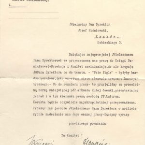 175 AHSiD – Pismo Dyrekcji Gimnazjum Państwowego im. Króla Stanisława Leszczyńskiego do Józefa Wiśniowskiego, 1938 r.
