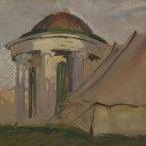 2177 AH autor Ignacy Pinkas, Szkic z Targó we Lwowie, 1929, olej dykta, 27x22,