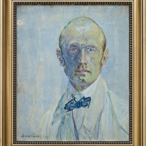 2241 A-H autor Ignacy Pinkas, Autoportret niebieski, 1927, olej dykta, 50x42, fot. MSz