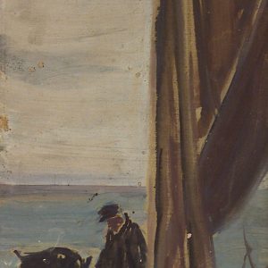 2333 AH autor Ignacy Pinkas, Rybacy przy łódce z żaglami, 1921, 67x31, fot