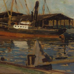 2345 AH autor Ignacy Pinkas, Przystań, 1921, olej dykta, 26x30, fot