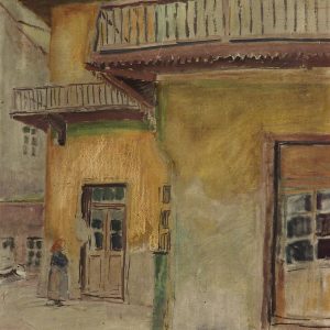 2396 AH autor Ignacy Pinkas, Kraków Kazimierz, olej dykta, 60x49, fot