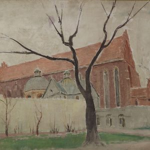 2405 AH autor Ignacy Pinkas, Szkic kościoła oo. Dominikanów, plej płótno, 82 x 70 , fot