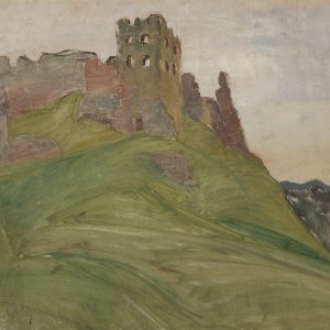 2413 AH autor Ignacy Pinkas, Ruiny zamku w Czorsztynie, 1932, olej dykta, 49x40, fot
