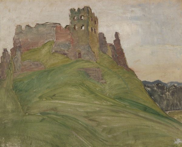 2413 AH autor Ignacy Pinkas, Ruiny zamku w Czorsztynie, 1932, olej dykta, 49x40, fot