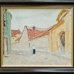 2753 AH autor Ignacy Pinkas, Zaułek miejski, 1920-30, olej dykta, 34x40,5, fot. MSz