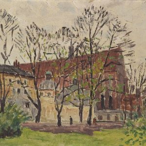 2759 AH autor Ignacy Pinkas, Kosciół oo. Dominikanów w Krakowie, olej dykta, 22x27, fot