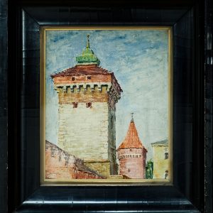 2764 AH autor Ignacy Pinkas, Brama Floriańska, olej dykta, 28,5x25, fot. MSz