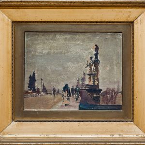 2767 AH autor Ignacy Pinkas, Szkic do obrazu Mosta Karola w Pradze, 1925, olej tektura, 22x27, fot. MSz
