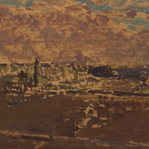 2768 AH autor Ignacy Pinkas, Panorama Wilna, 1928, olej tektura, 22x27, fot