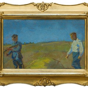 3220 AH autor Ignacy Pinkas, Legioniści Nad Styrem, 1916, olej tektura, 20x32, fot. MSz