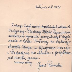 3275 AHSiD – List profesora jasielskiego gimnazjum skierowany do ks. Franciszka Solarza, 1939 r.
