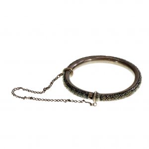 3306 AH biżuteria patriotyczna, inkrustowana srebrna bransoleta z łańcuszkiem, XIX w, 7x6 cm.