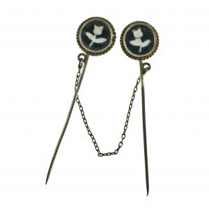 3332 AH biżuteria patriotyczna, para szpilek do krawata kwiatem tulipana, XIX w.
