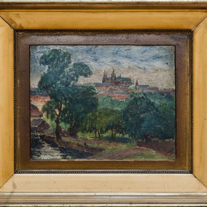 3505 AH autor Ignacy Pinkas, Widok na Hradczany, 1925, olej tektura, 22x27, fot. MSz