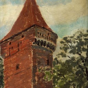 3648 AH autor Ignacy Pinkas, Szczyt wieży, olej dykta, 27x22, fot
