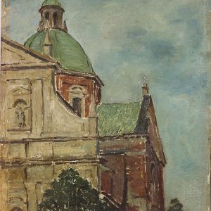 3649 AH autor Ignacy Pinkas, Kościół św. Piotra i Pawła, olej dykta, 27x22, fot