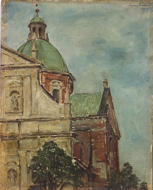 3649 AH autor Ignacy Pinkas, Kościół św. Piotra i Pawła, olej dykta, 27x22, fot