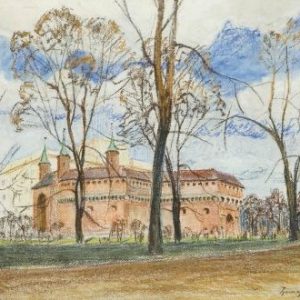 4041 AH autor Ignacy Pinkas, Widok na krakowski Barbakan