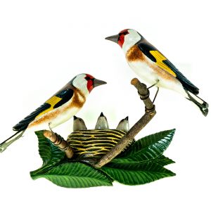 405 Etnografia - Szczygły, Wojciech Węgrzyn, Sowina, 1968 r., wys. 15 cm, szer. 22 cm, gł, 16 cm