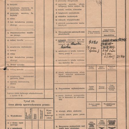 4088 AHSiD – Kwestionariusz dotyczący szkód wojennych Kazimierza Krajewskiego, 1945 r. - obrazek 3
