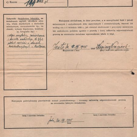 4088 AHSiD – Kwestionariusz dotyczący szkód wojennych Kazimierza Krajewskiego, 1945 r. - obrazek 4