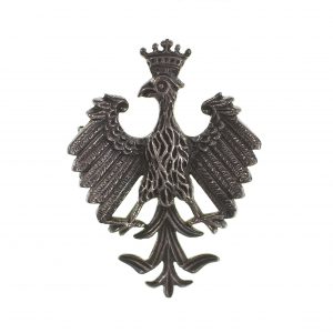 426 AH biżuteria patriotyczna, brosza w formie stylizowanego orła. XIX w. srebro, 4,2x2,3 cm.
