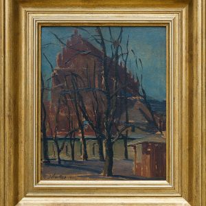 5396 AH autor Ignacy Pinkas, Kościół św. Trójcy w Krakowie, 1920, olej tektura, 20,5x26, fot. MSz