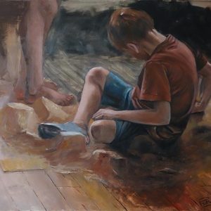 5454 AH autor Piotr Betlej, Zamek, olej na płótnie, 2017 r.