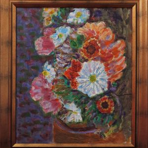 5497 AH, Jan Wodyński, Kwiaty, 55x46, olej na płótnie.