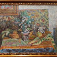 5502 AH, Jan Wodyński,  Martwa natura z ludowym garnuszkiem, 60x73, 1946, olej na płótnie