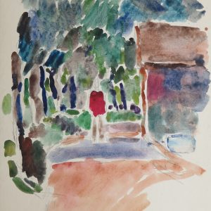 5857 AH Jan Wodyński, Szkic akwarelowy, akwarela, 43 x 30,5 cm