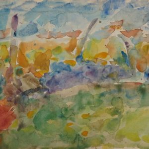 5971 AH Jan Wodyński, Pejzaż, akwarela, 32 x 48 cm.