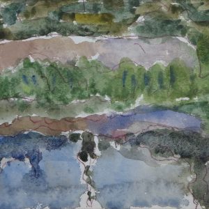 6047 AH Jan Wodyński, Szkic Pejzaż, akwarele, 13 x 18 cm