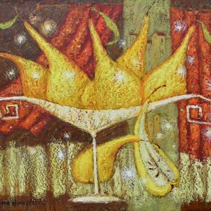 6372 AH, autor Kataryna Lemesheva Ukraina, Gruszki, 2019,  enkaustyka, 40 x 50 cm