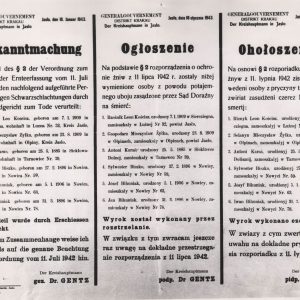 679 AHSiD – Obwieszczenie o wyroku śmierci wydanym na Polaków, 1943 r.