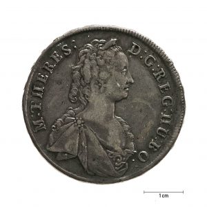 0912 zbiory numizmatyczne st. kadyiego; maria teresa królowa węgierska (1745); talar węgierski - awers