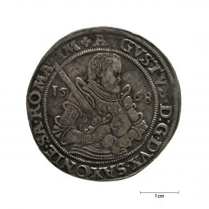 0918 zbiory numizmatyczne st. kadyiego; august książę saski (1568); talar - awers