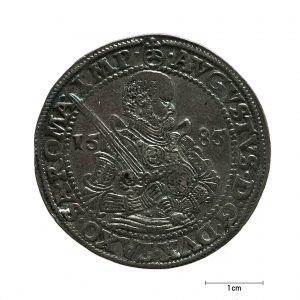 0919 zbiory numizmatyczne st. kadyiego; august książę saski (1585); talar - awers